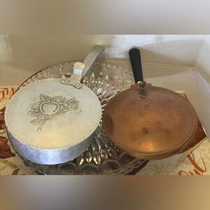 2 Vintage Crumb Catchers silver plated & cooper